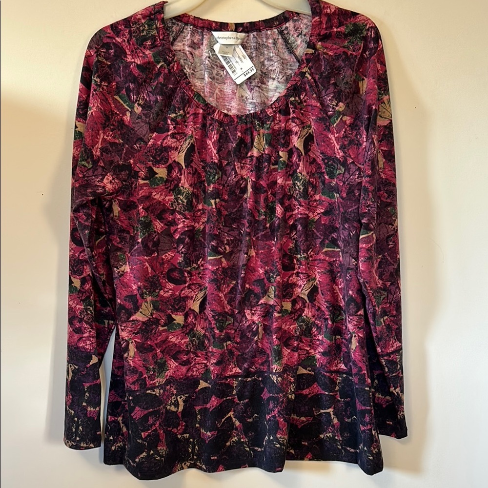 Christopher & Banks floral multi colour long sleeve top size medium new with tag